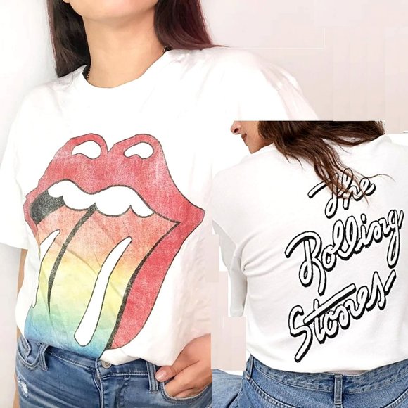 The Rolling Stones Logo Tongue rock Official H&M T-shirt L runs big NWT - Picture 1 of 6